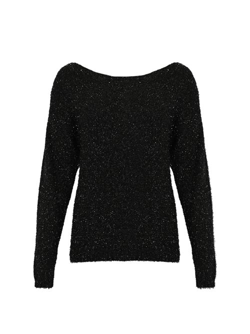 Maglia con scollo a barca lavorazione fil coupè Nero Alpha studio | AD-4450C2002